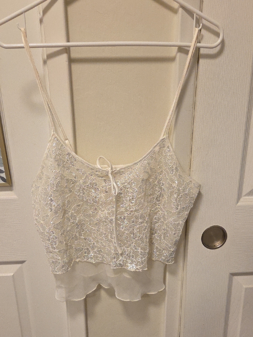Frederick's of Hollywood Ivory Lace & Chiffon Camisole